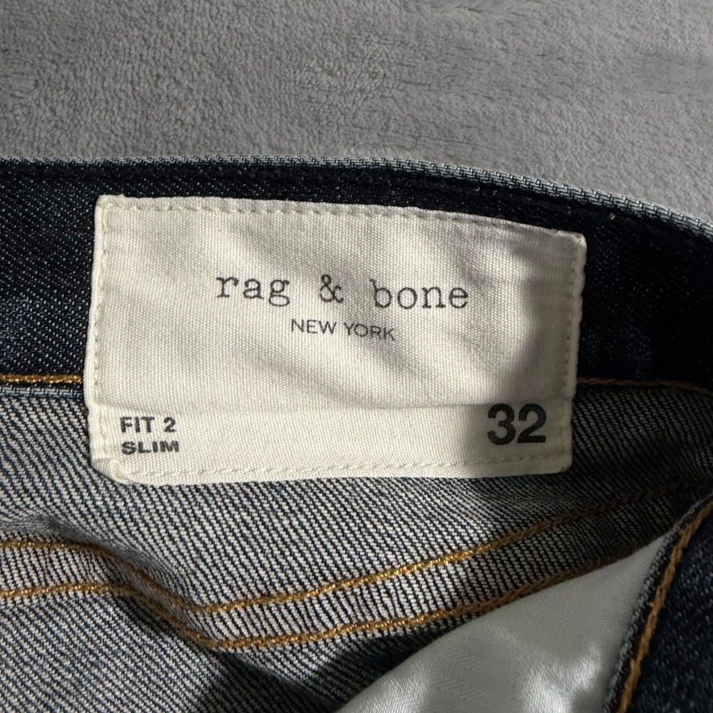 Rag & Bone Fit 2 Slim Jeans Mens 32x32 Skinny Slim Dark Blue Denim Button Fly - Picture 7 of 12